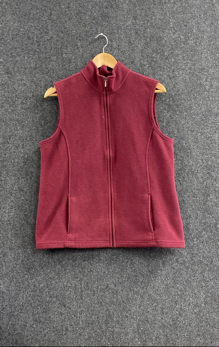 L.L. Bean Women's Burgundy Fleece Full Zip Mock Neck Vest Sz L