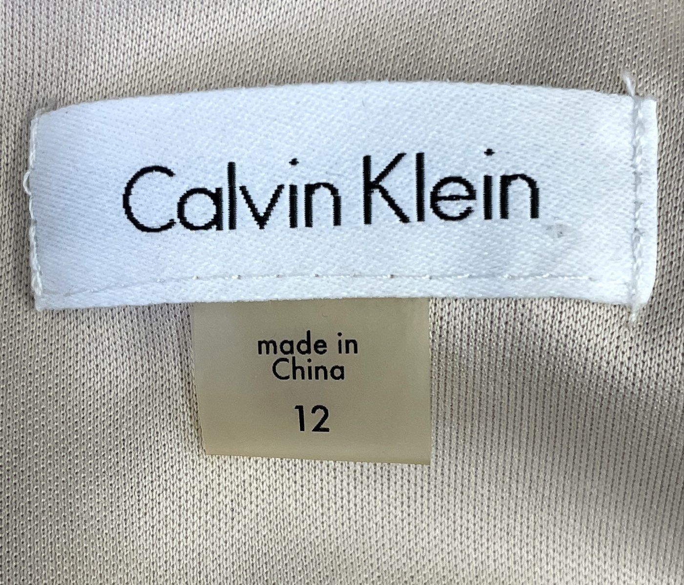 Calvin Klein Women's Pink Floral Sleeveless Trapeze Dress Beige Cream Sz 12