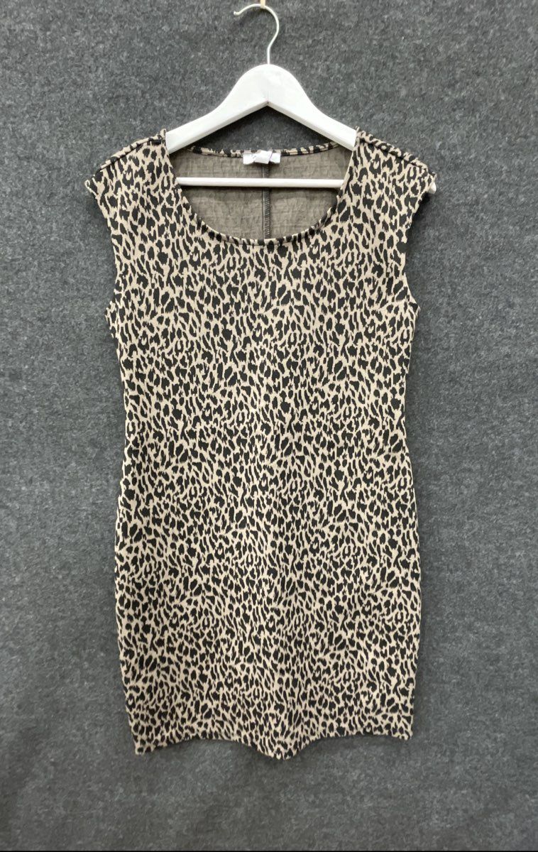 Nine West Women's Leopard Print Sleeveless Knit Sheath Dress NWT Sz S