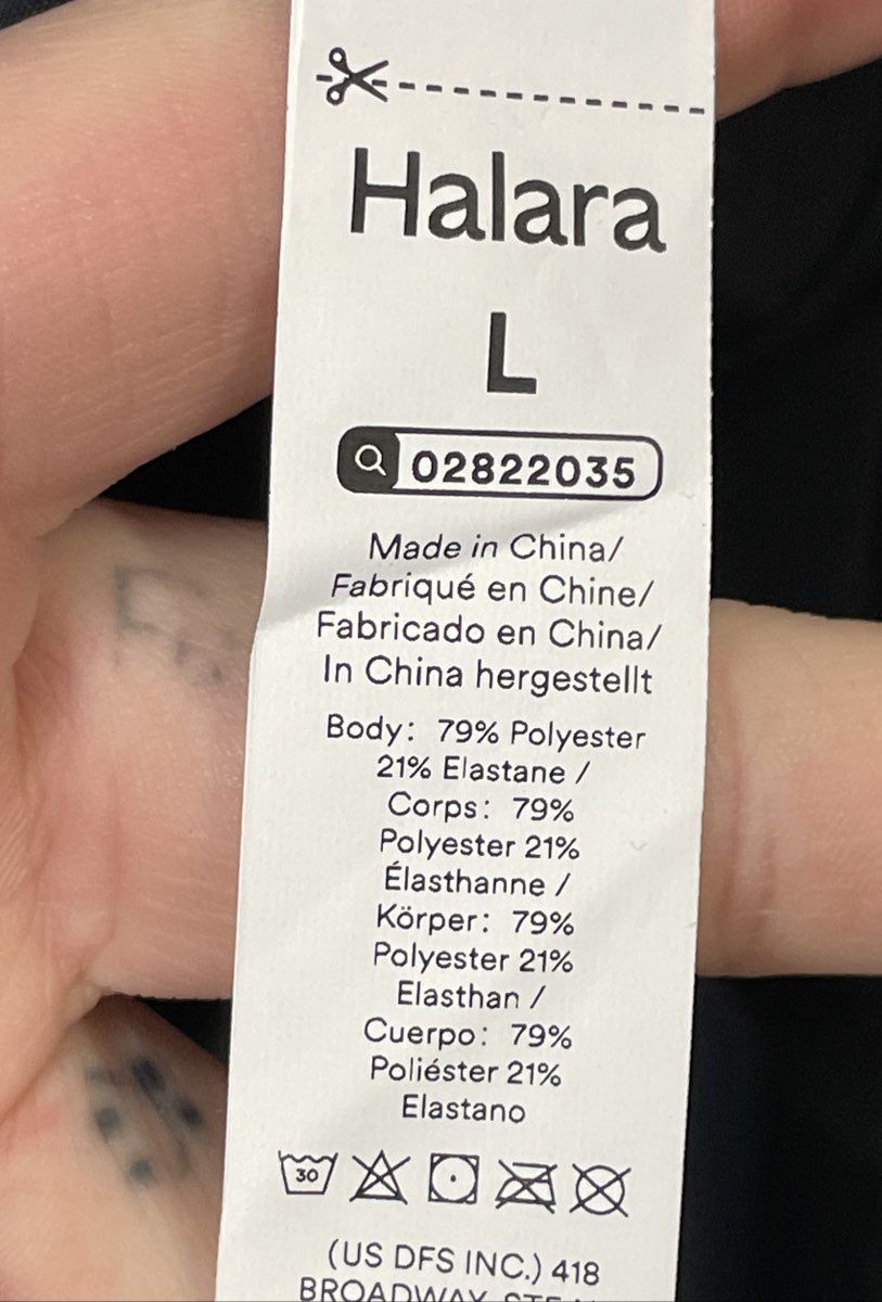 Halara Women's Black Long Sleeve Cutout Crop Top Size L NWT