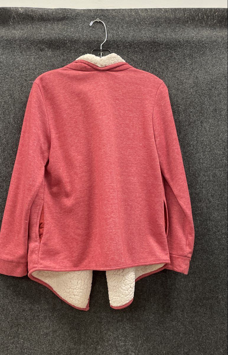 St. John's Bay Women's Pink Sherpa Lined Open Front Cardigan Jacket Sz M
