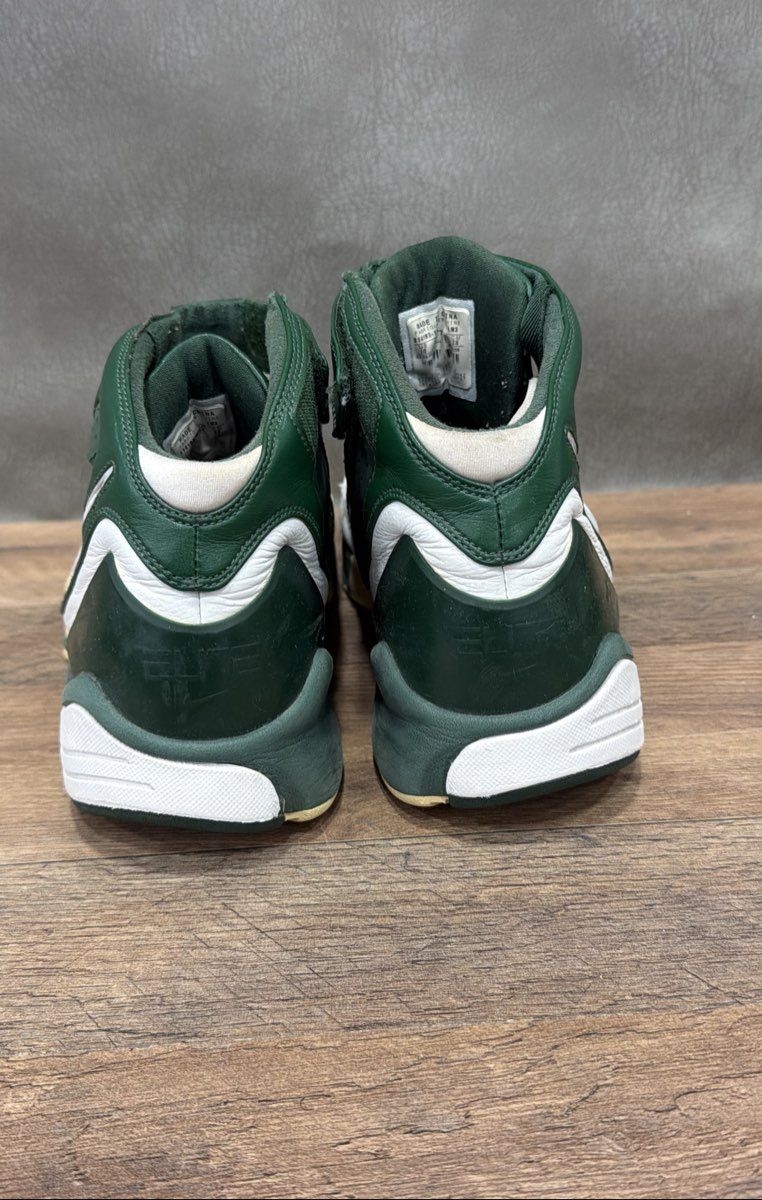 Vintage 2006 Nike Huarache Elite TB White Pine Green Basketball Shoes Size 10