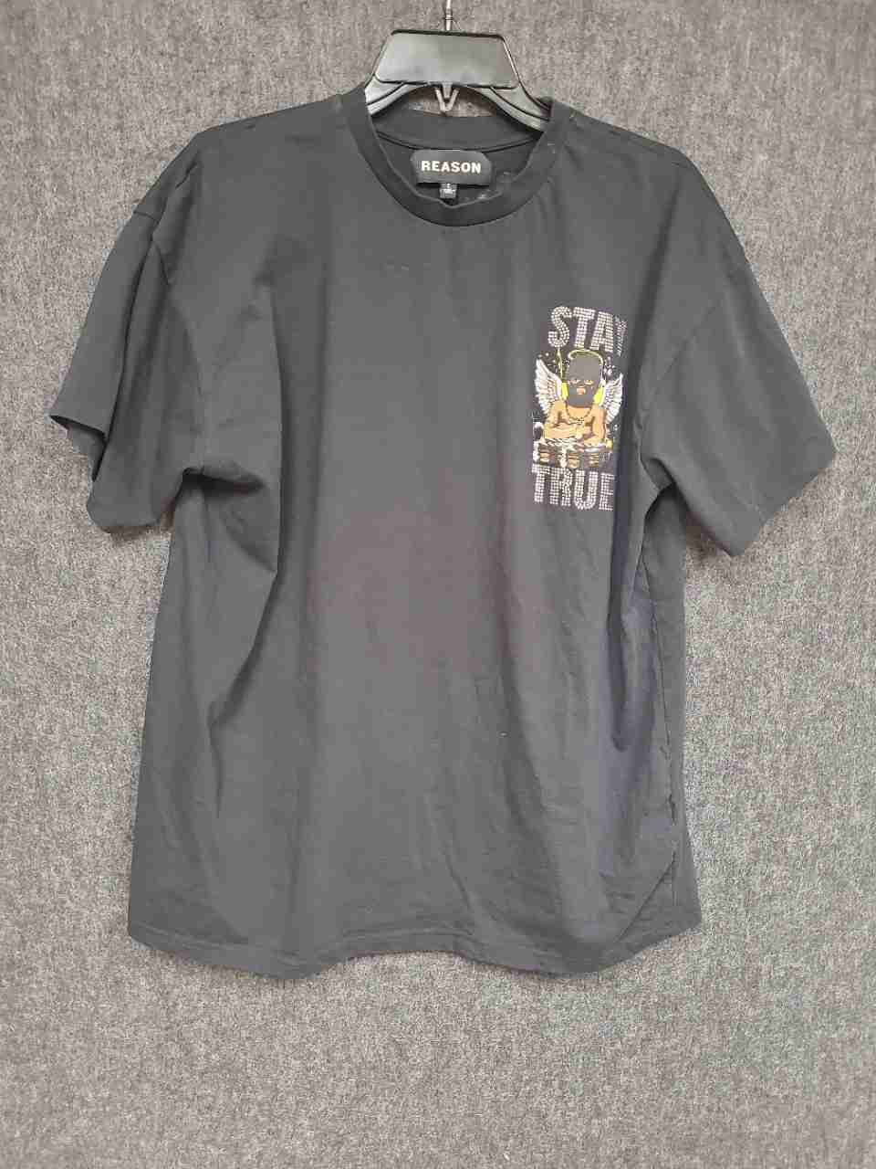Reason Men's Black Stay True Count Your Blessings Rhinestone Graphic T-Shirt L