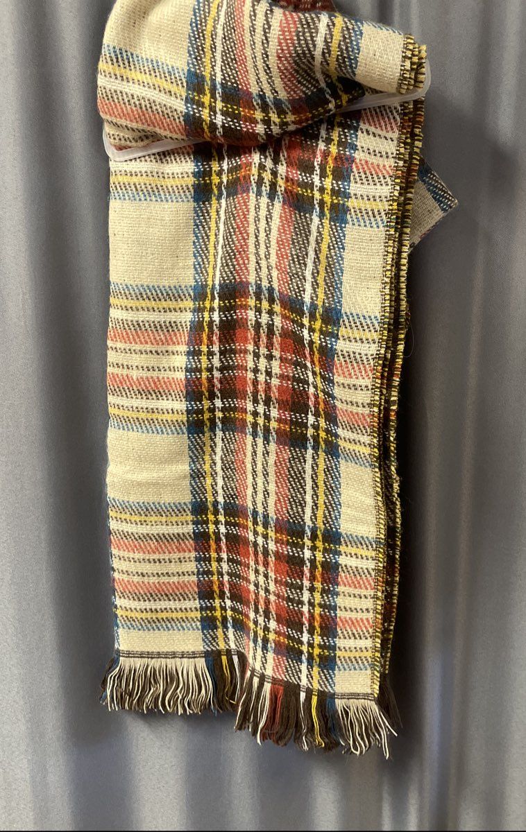 Simply Southern Women's Leo Plaid Scarf Brown Multi Fringed Cashmere Feel NWT