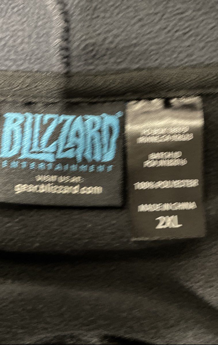 Blizzard Men's Overwatch Snap Front Hooded Jacket Grey Varsity Style Sz 2XL