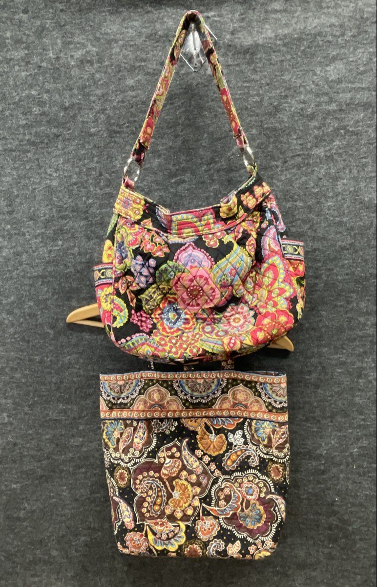 Vintage 2000s Vera Bradley Quilted Cotton Floral Paisley Tote & Bag Lot of 2