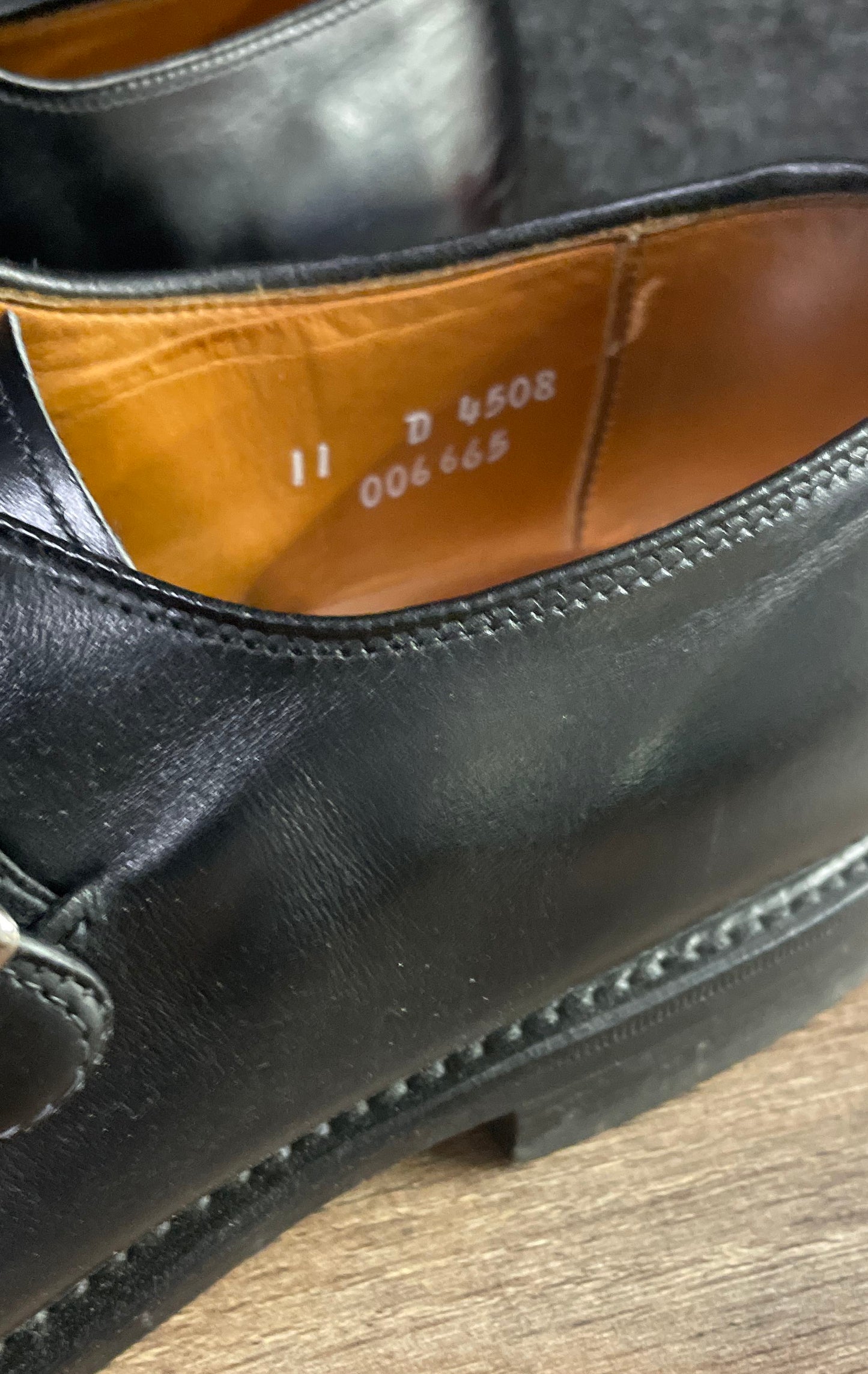 Allen Edmonds Fairfield Black Leather Single Monk Strap Apron Toe Shoes Size 11D