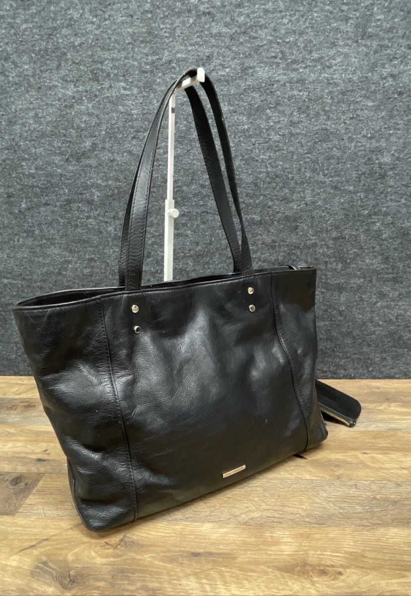 Rebecca Minkoff Black Leather M.A.B. Morning After Tote Bag with Pouch