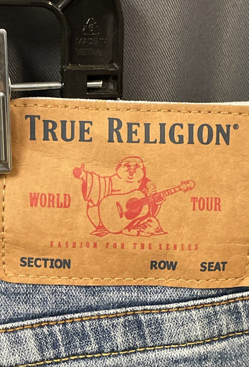 True Religion Men's Light Wash Blue Stretch Denim Horseshoe Jeans Sz 40