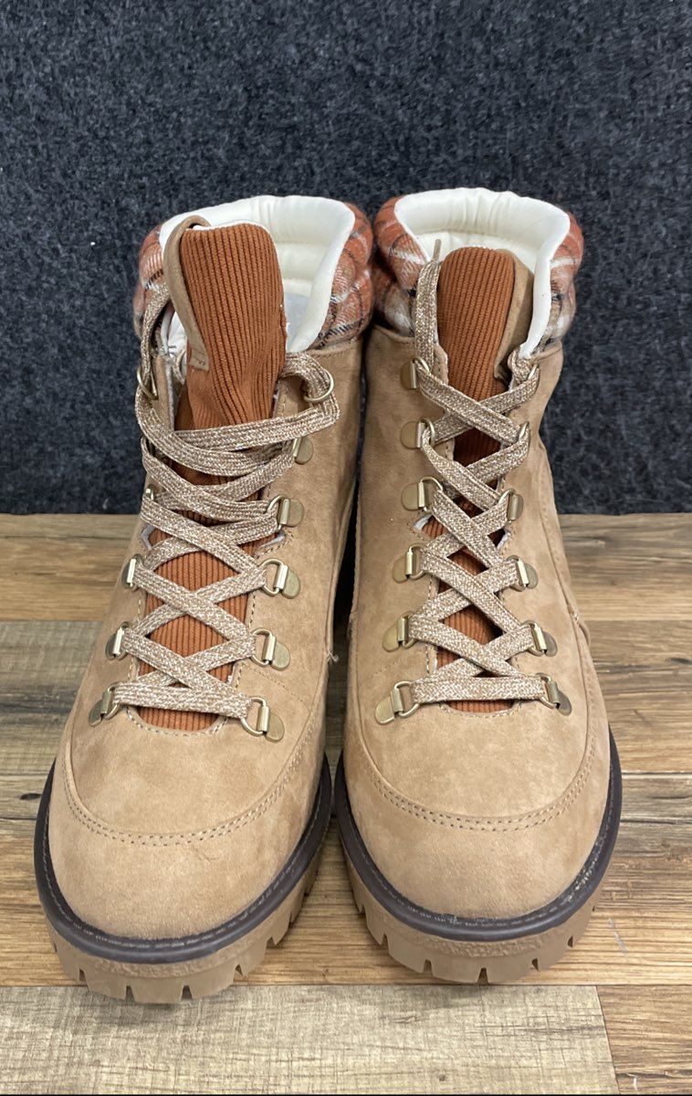 True Craft Markie Dark Taupe Brown Plaid Women's Hiking Boots Size 10 New