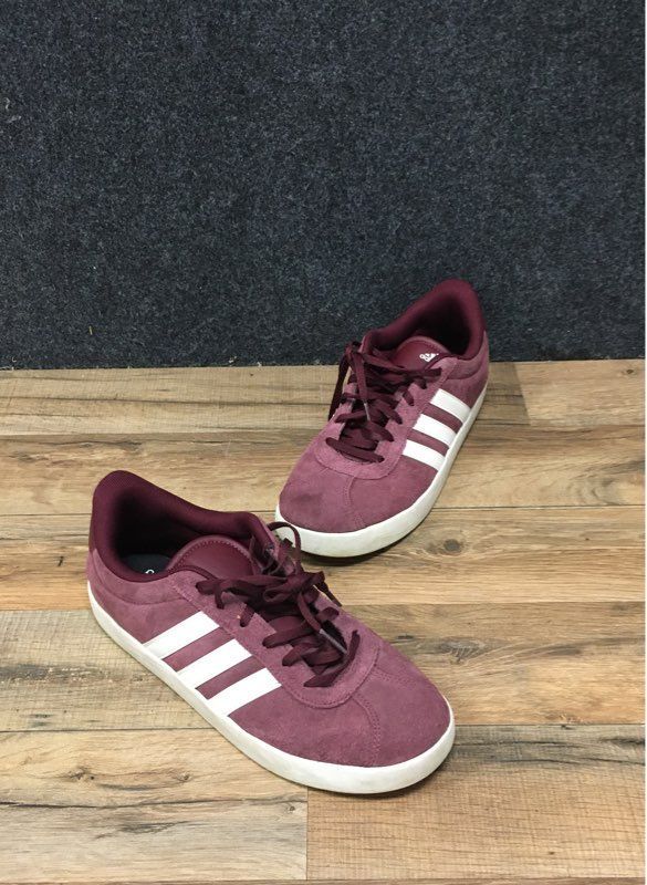 Adidas VL Court 3.0 Burgundy Maroon White Suede Sneakers Men's Size 7