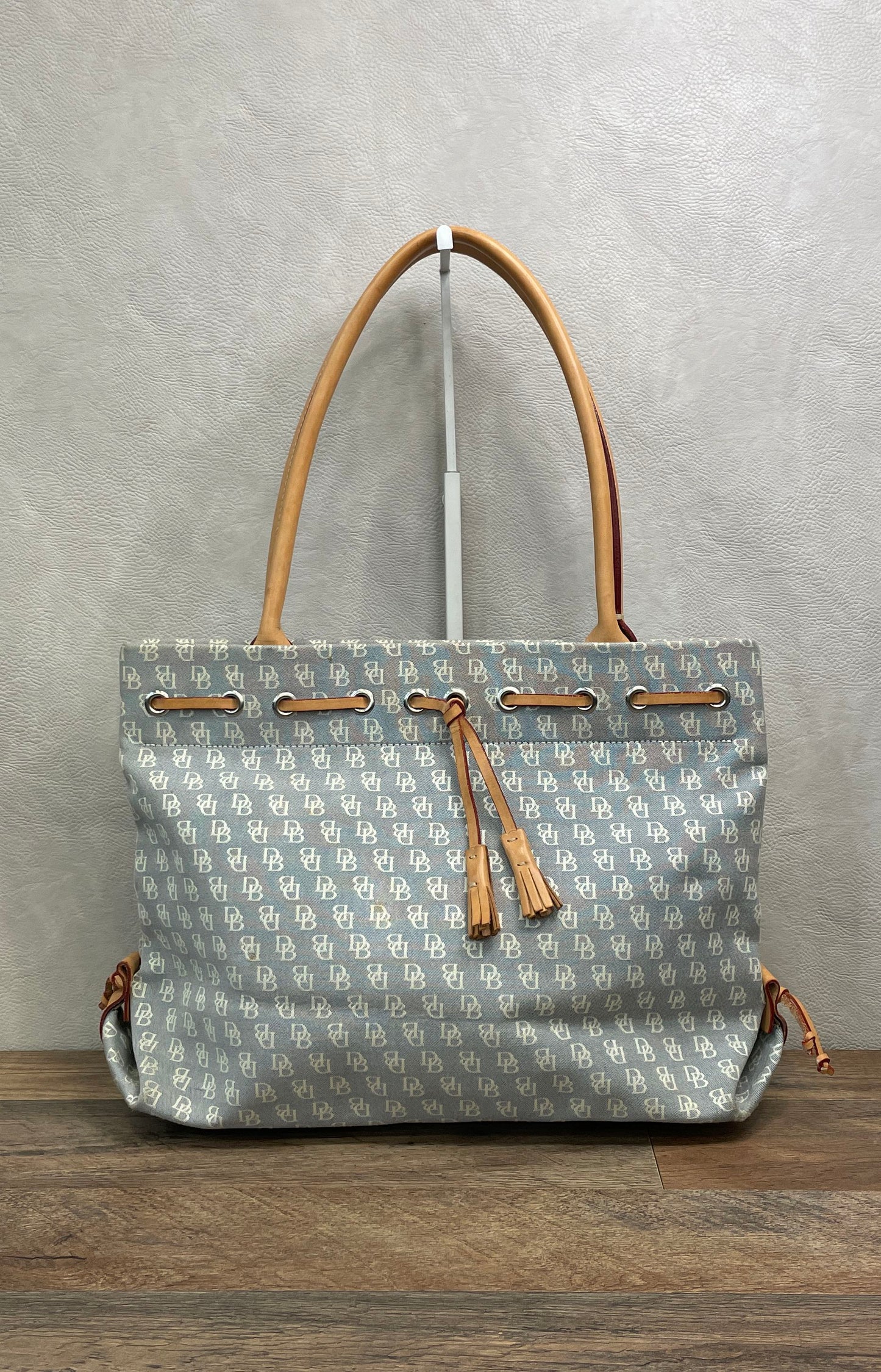 Vintage 90s Dooney & Bourke Blue Monogram Canvas Tote Bag Made in USA