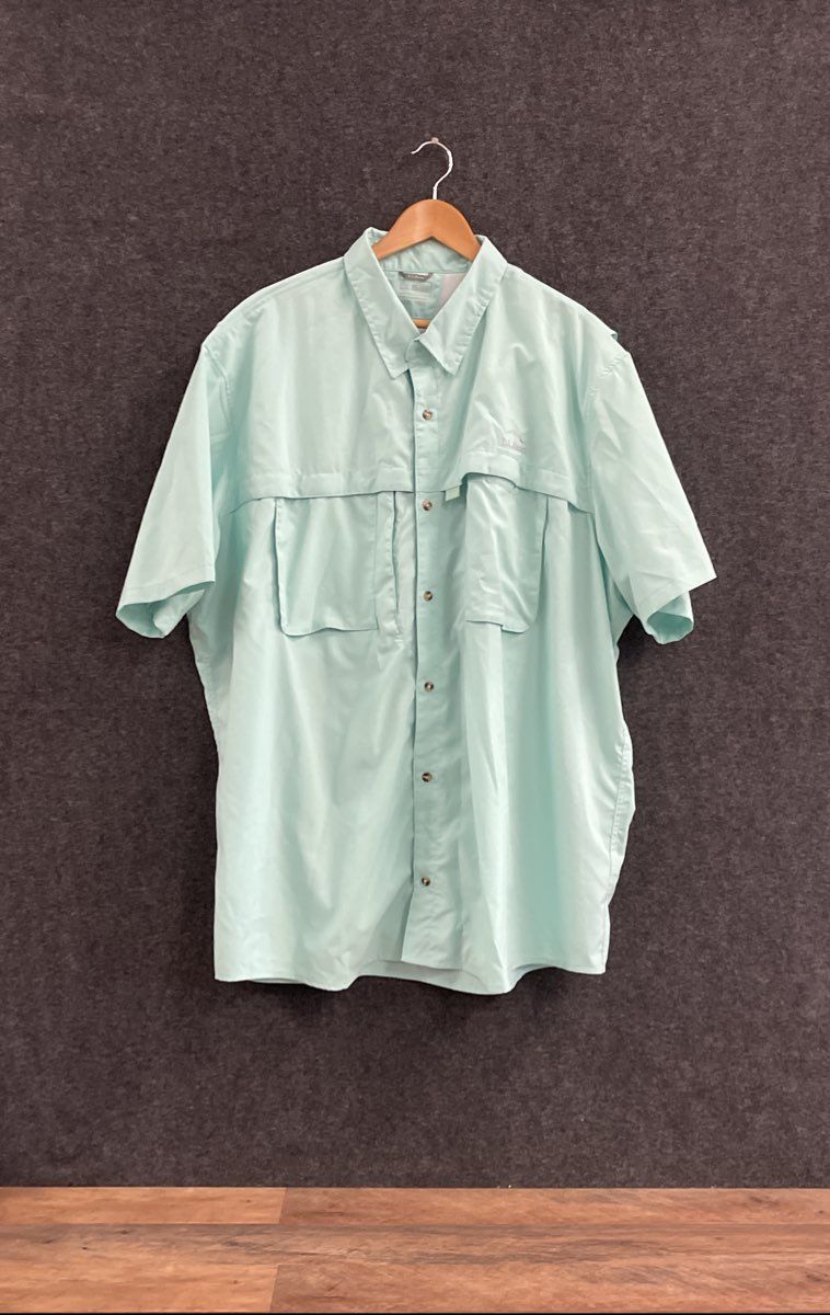L.L. Bean Men's Teal Tropicwear Short Sleeve Vented Fishing Shirt Sz XXXL Tall
