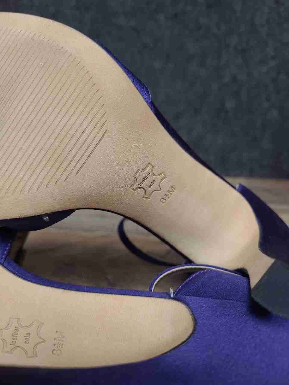 Guess by Marciano GWPAYTON2 Dark Purple Satin Open Toe Heels Size 8.5