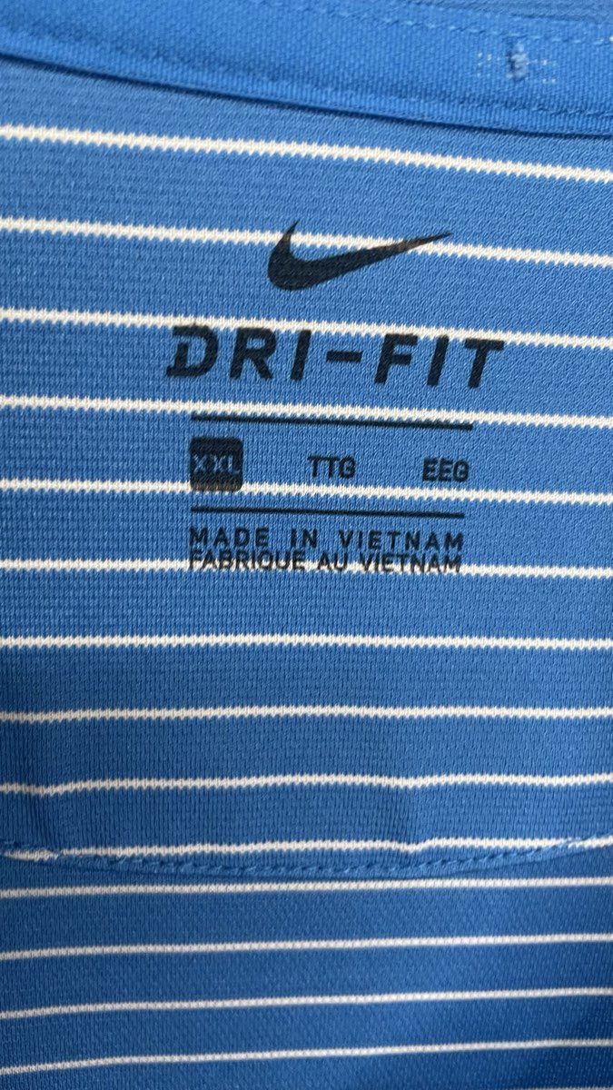Nike Men's Blue White Striped Dri-FIT Golf Polo Shirt Short Sleeve Sz XXL