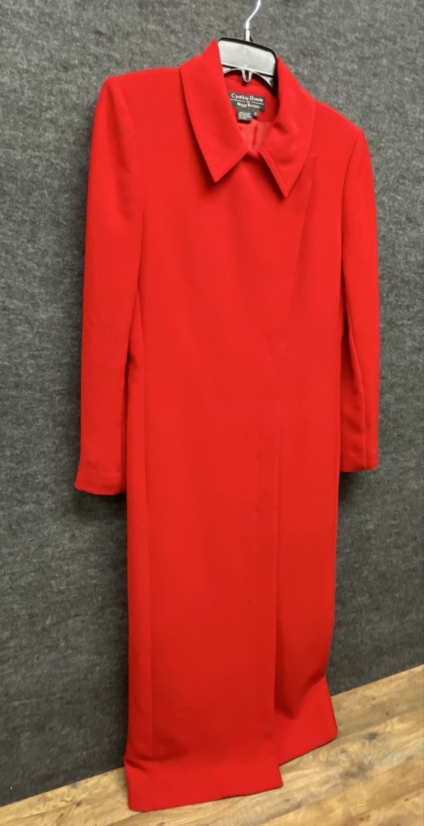 Vintage 90s Cynthia Howie Maggy Boutique Women's Red Maxi Long Coat Sz 8