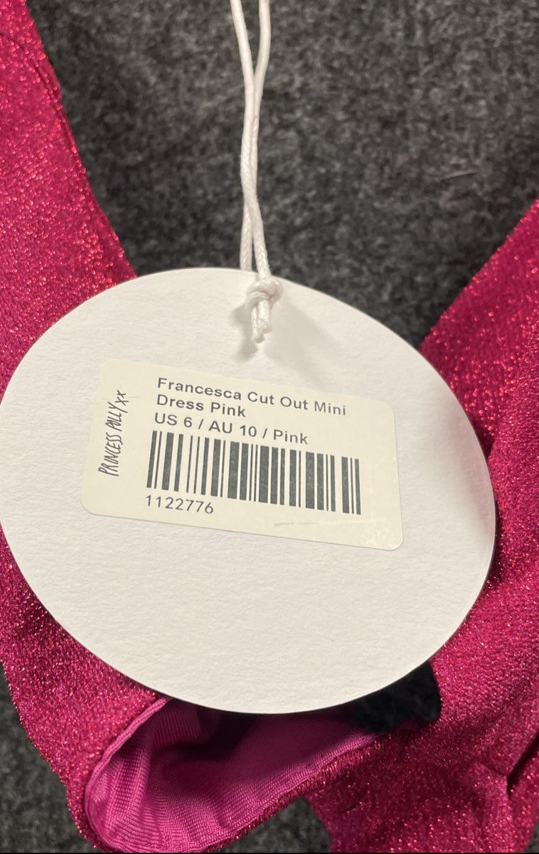 Princess Polly Women's Francesca Cut Out Mini Dress Pink Shimmer Lurex NWT Sz 6