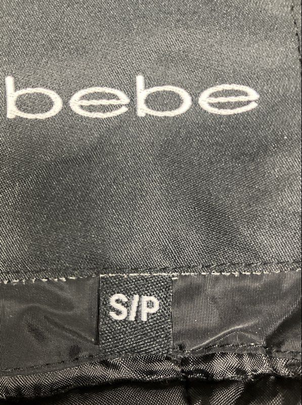 bebe Women's Parka Coat Black Faux Fur Hood Sherpa Lined Quilted Sz S