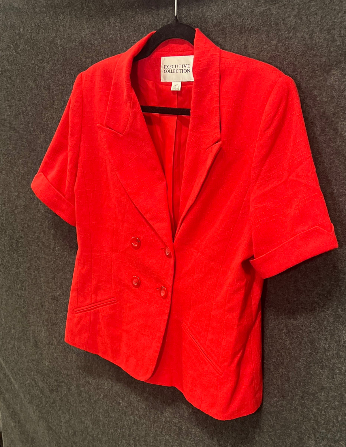 Vintage 90s Executive Collection Women's Red Short Sleeve Blazer Jacket Sz 12P