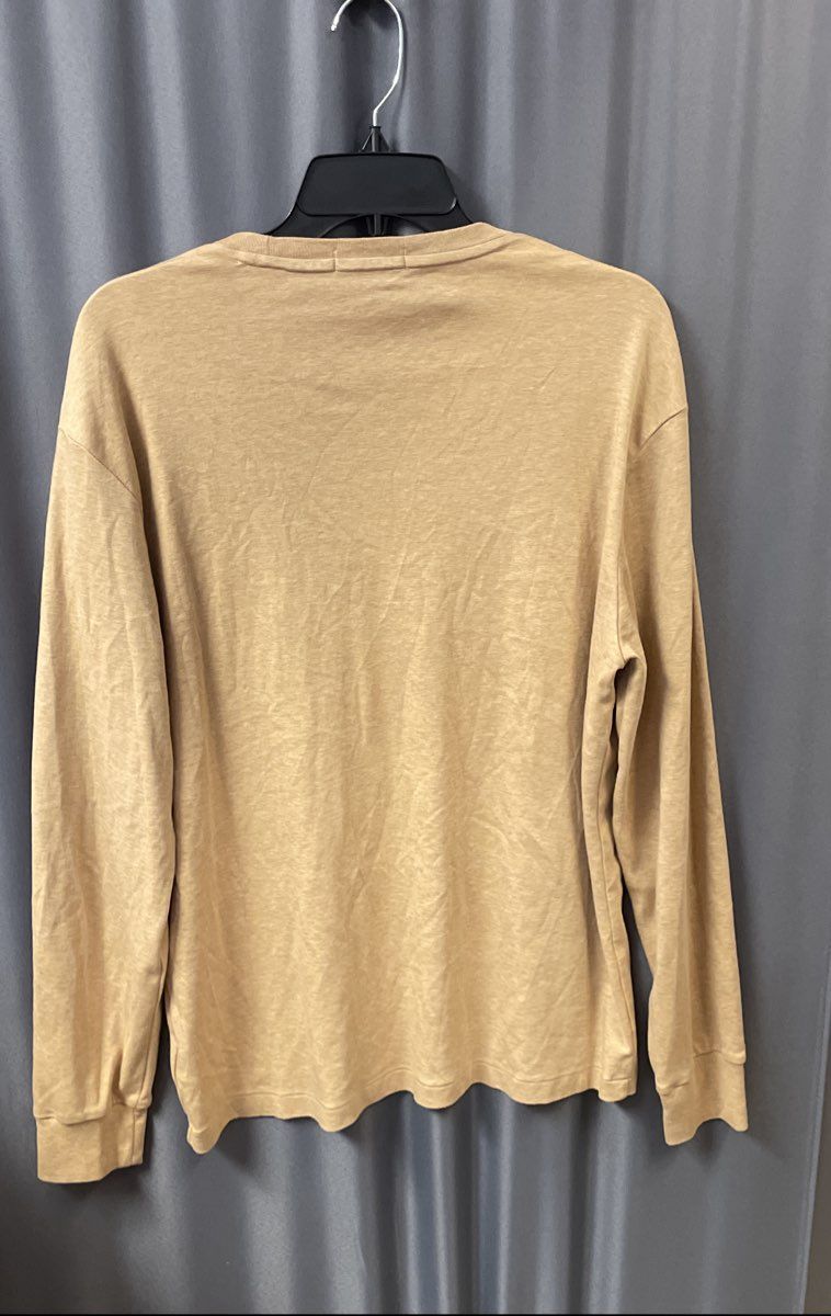 Polo Ralph Lauren Men's Classic Fit Long Sleeve Tee Tan Heathered Cotton Sz M