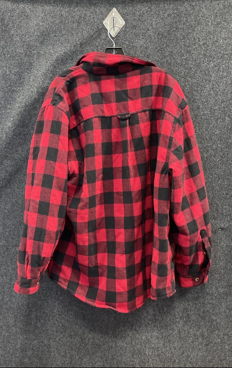 CG Classics Men's Red Black Buffalo Check Plaid Sherpa Lined Shirt Jacket Sz XL