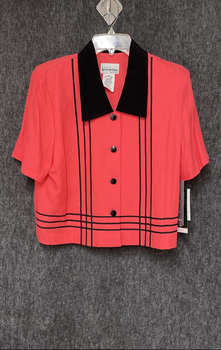 Petite Perceptions Women's Red Black Two-Piece Suit Vintage 90s Size 14 NWT