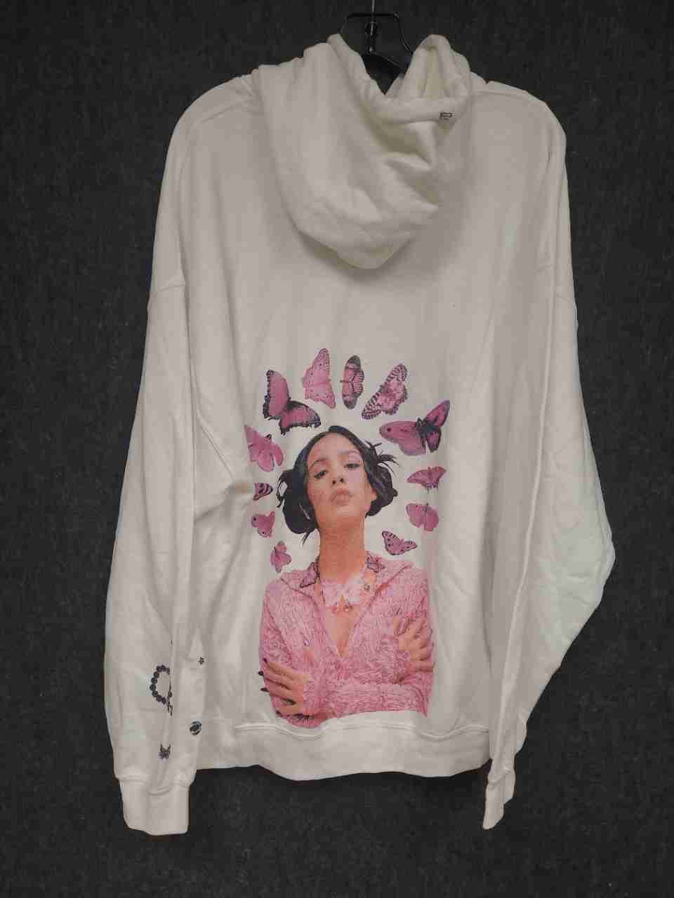 Olivia Rodrigo Sour Tour 2022 Butterfly Portrait Graphic Hoodie White Sz 2XL