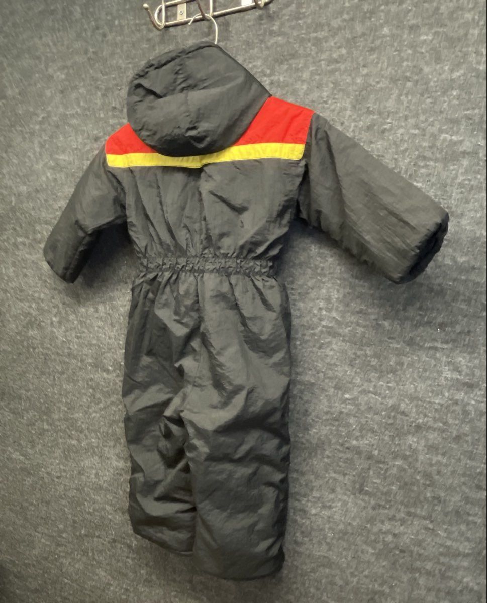 Vintage 90s Windy Trail Weather Tamer Kids Snowsuit Black Red Teal Sz 4