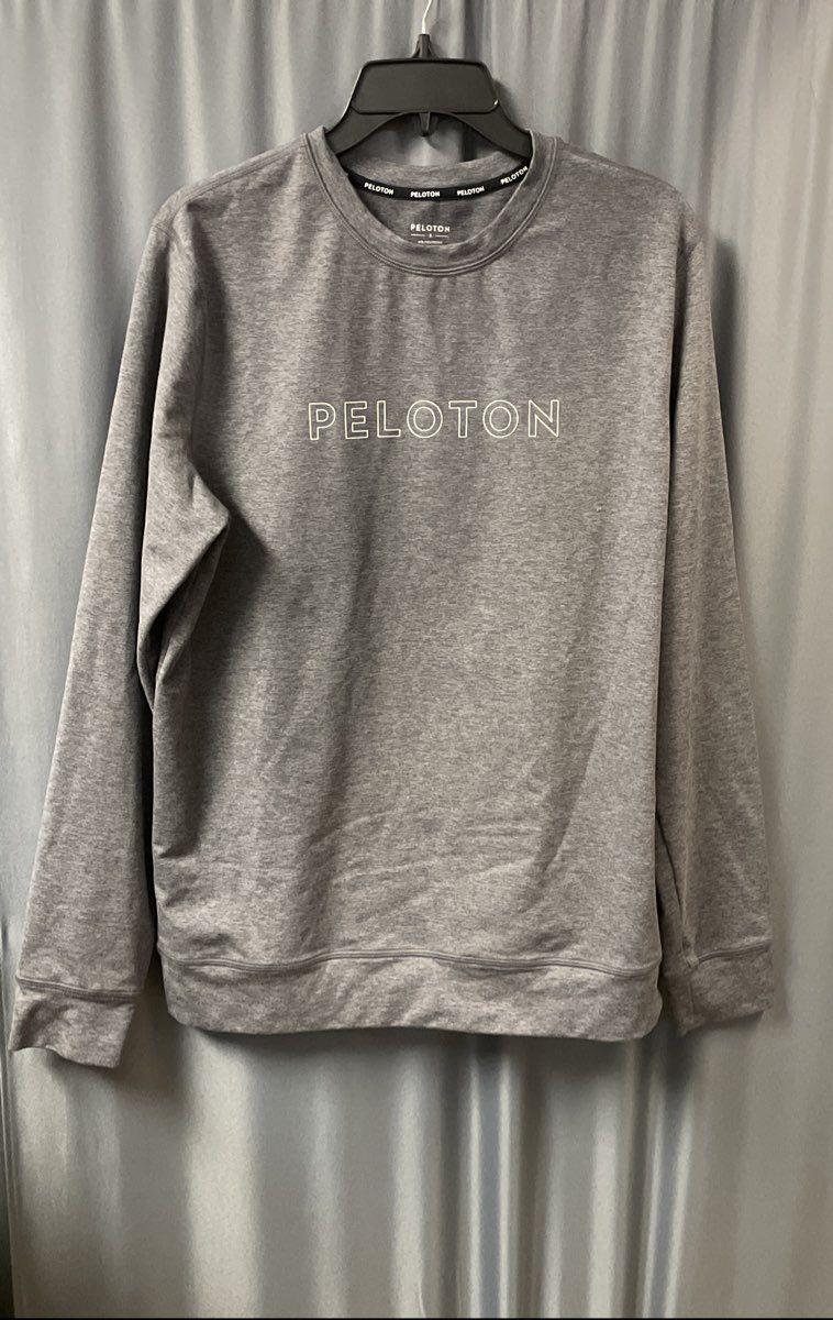 Peloton Men's Heather Gray Crewneck Pullover Performance Sweatshirt Logo Sz S