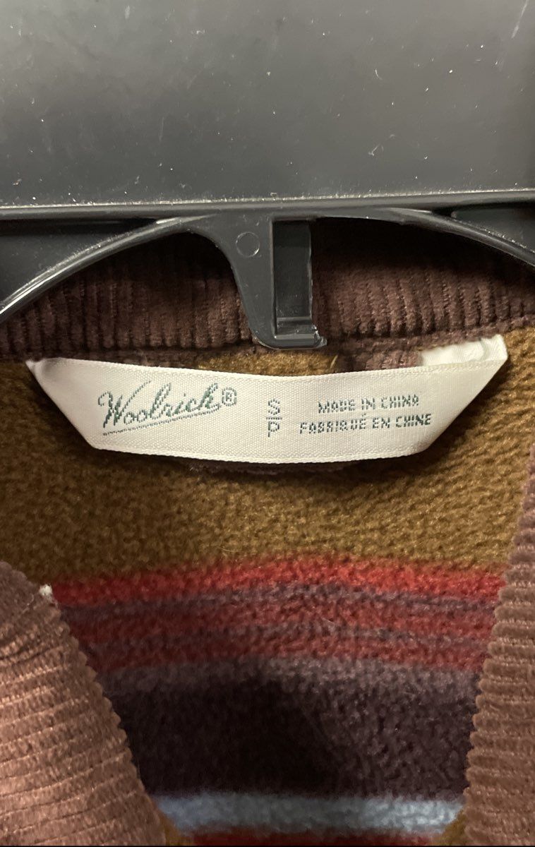 Woolrich Women's Tan Cotton Canvas Fleece Lined Utility Vest Corduroy Trim Sz S