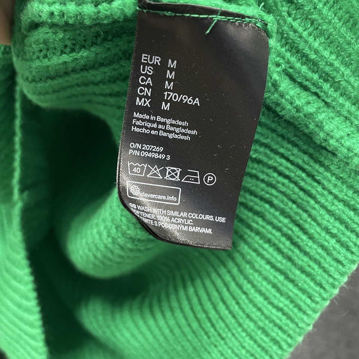 Divided H&M Women's Green Chunky Ribbed Knit Cropped Hooded Sweater Sz M