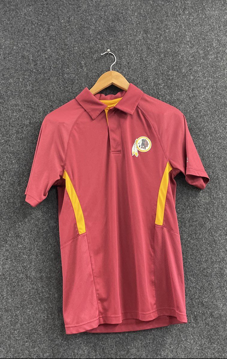 Majestic Men's Washington Redskins Burgundy Cool Base Short Sleeve Polo Sz S