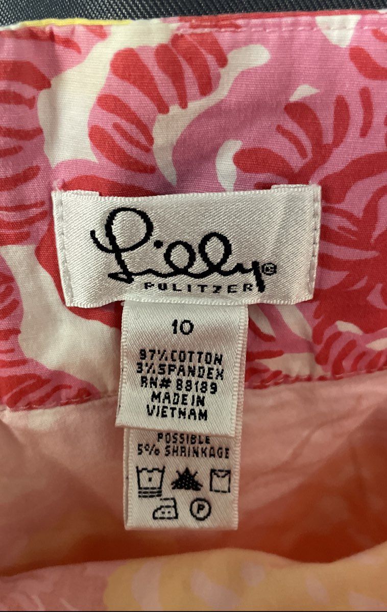 Lilly Pulitzer Girls' Pink Orange Floral Rose Stretch Grommet Skort Sz 10