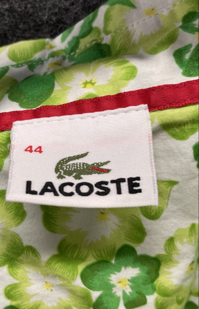 Lacoste Women's Green Floral Print Long Sleeve Button Up Shirt Sz 44 NWT