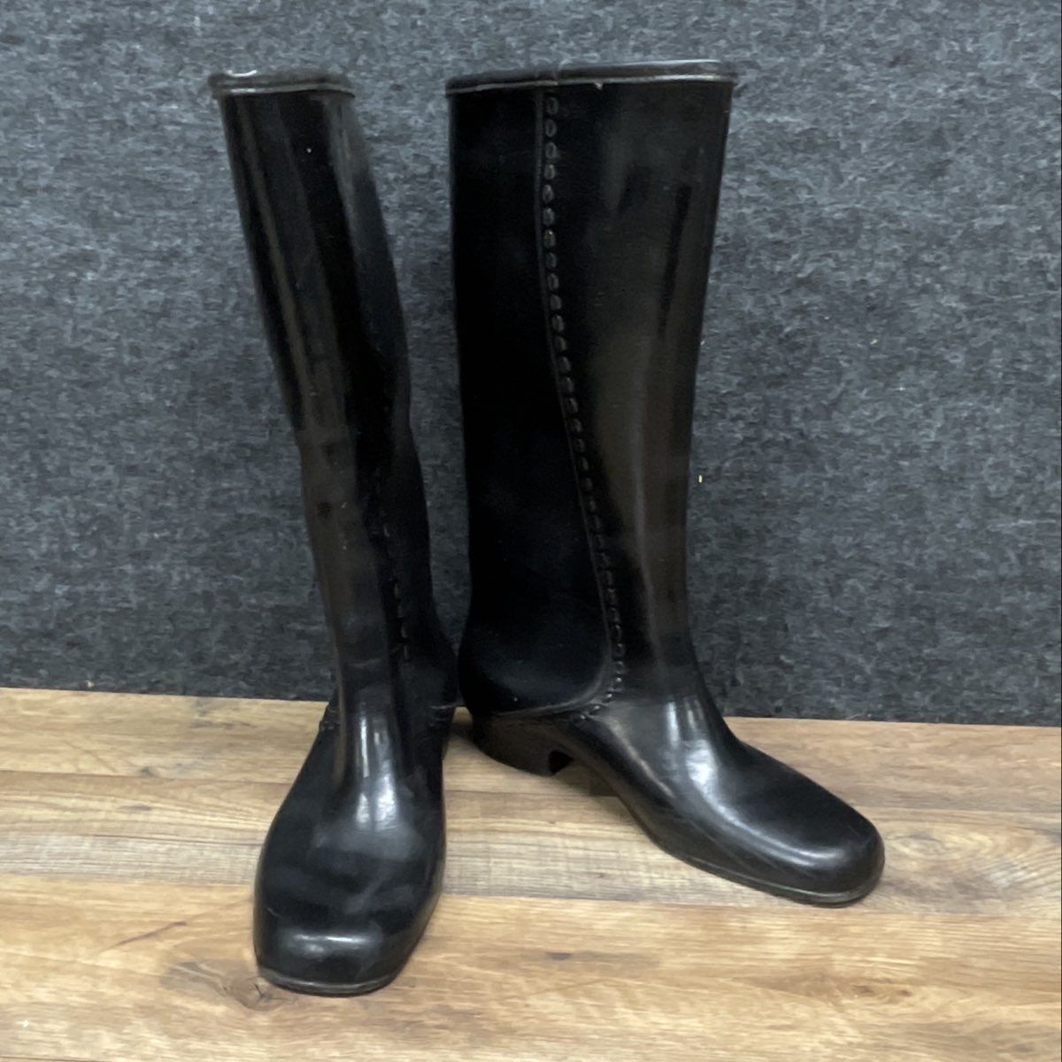 Vintage 80s Waterpruf Black Waterproof Rubber Rain Boots Women's Size 8