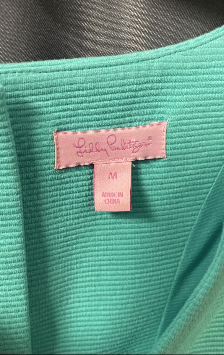 Lilly Pulitzer Women's Turquoise Knit Dress Sleeveless Textured Ribbed Sz M