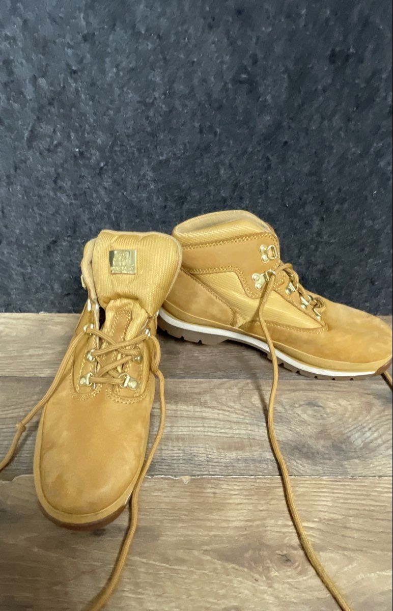 Timberland Euro Hiker Wheat Leather Fabric Mid Boots Size 5
