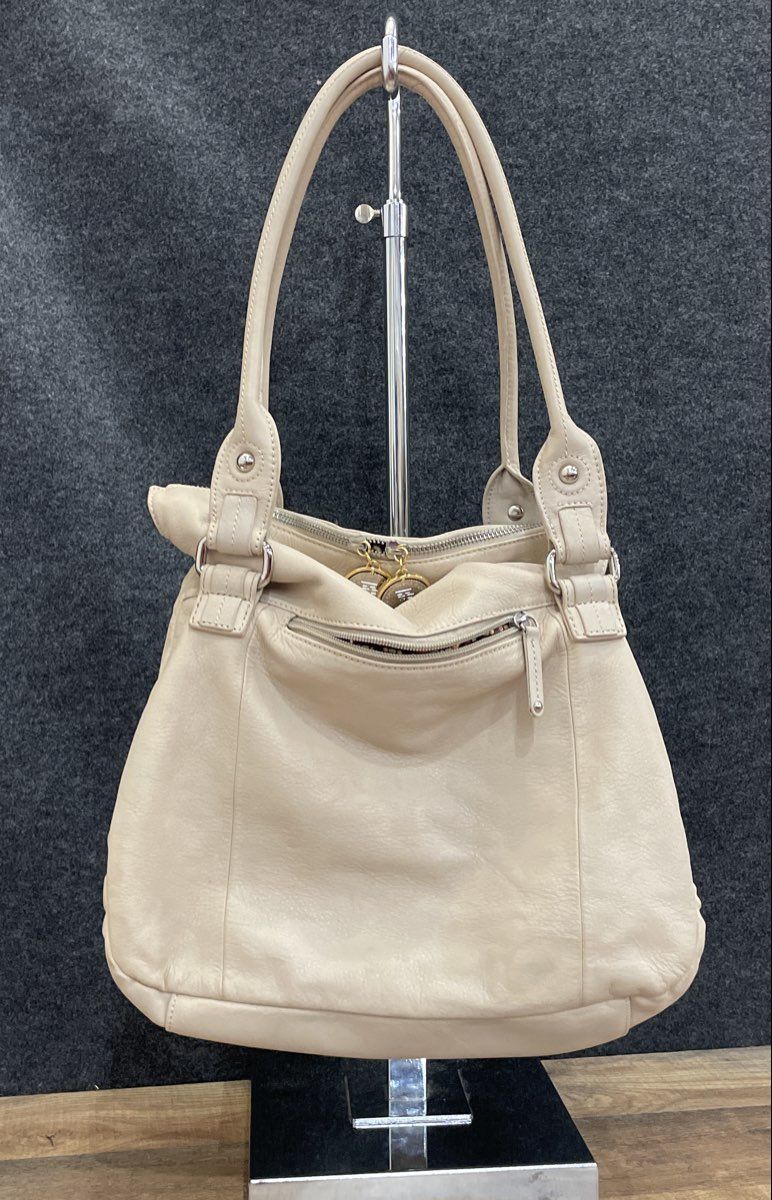 Tignanello White Leather 20th Anniversary Shoulder Bag Hobo Purse