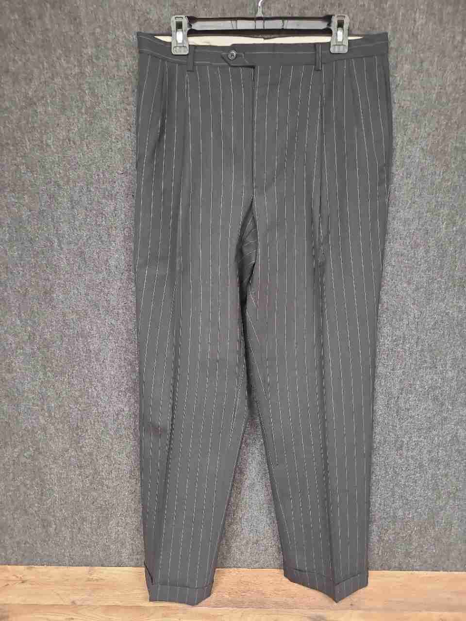 Tommy Hilfiger Men's Suit Charcoal Pinstripe 2-Button Cuffed 38x32