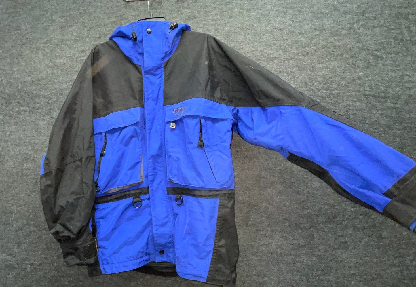 Vintage 90s Solstice Men's Blue Black Hardwear Ski Jacket Parka Hooded Sz S
