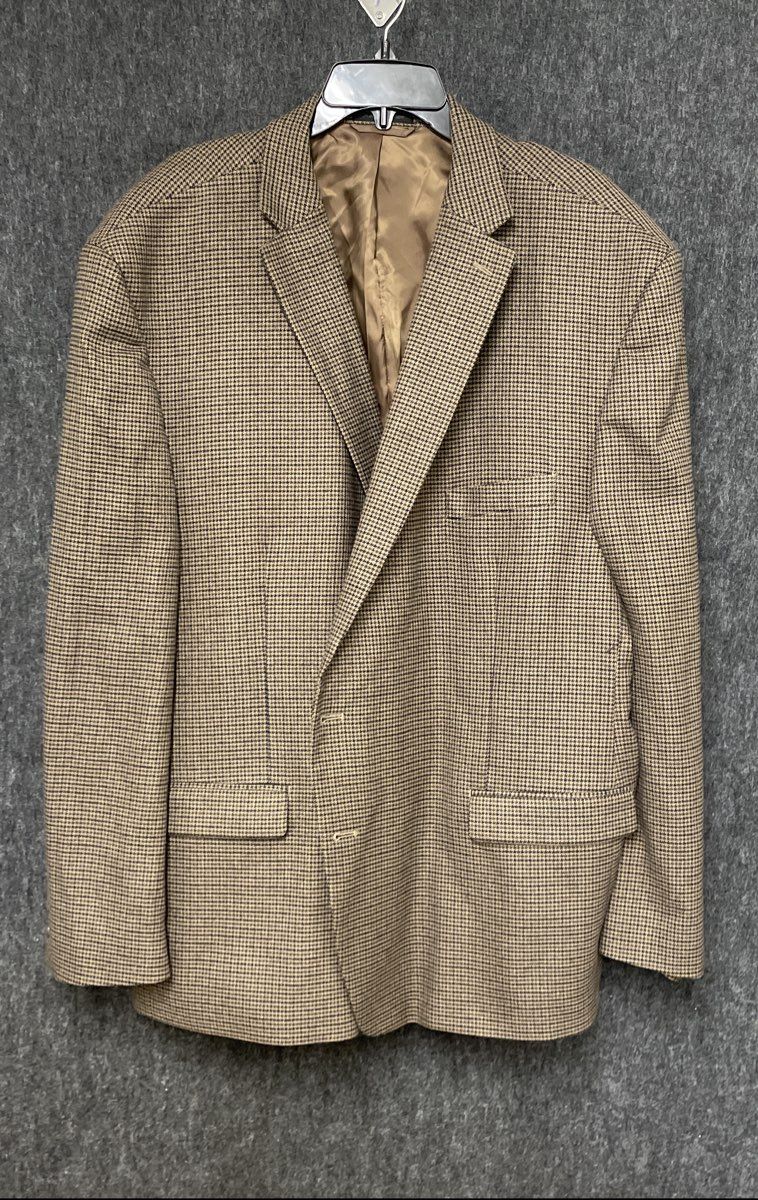 Lauren Ralph Lauren Men's Blazer Brown Houndstooth Stretch Sport Coat Sz 56R
