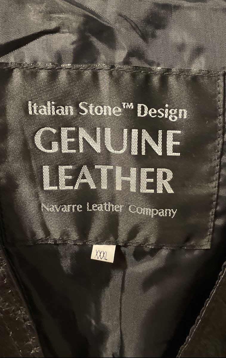 Vintage 90s Navarre Leather Men's Black Patchwork Stone Design Vest Sz 3XL