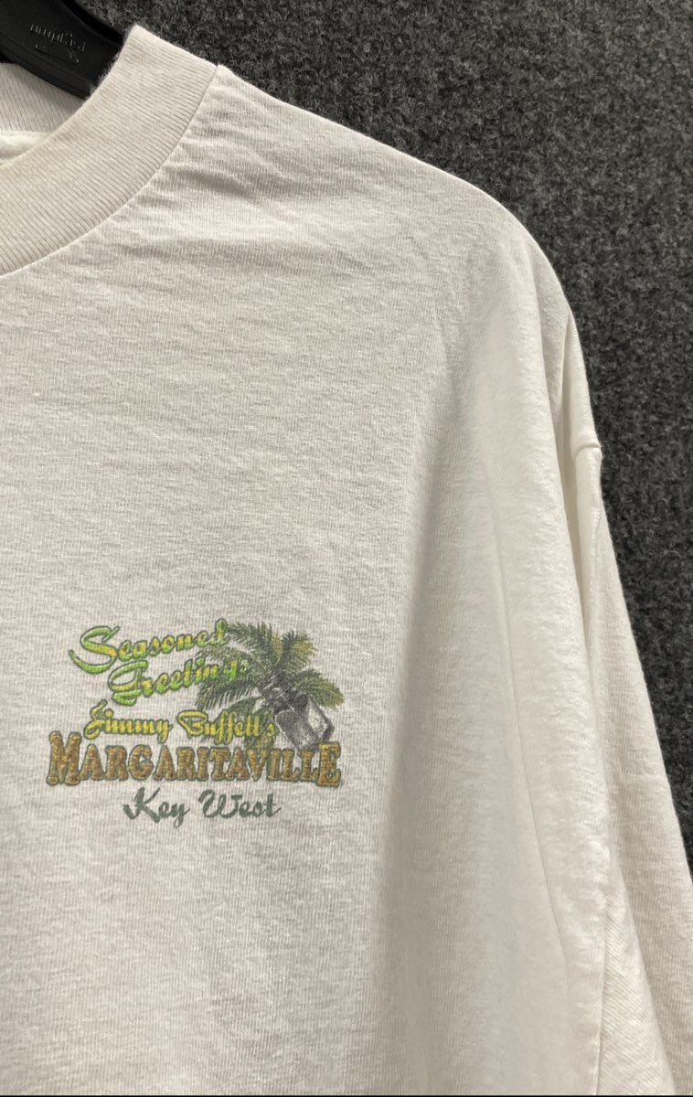 Margaritaville Men's White Seasoned Greetings Holiday Long Sleeve T-Shirt Sz L