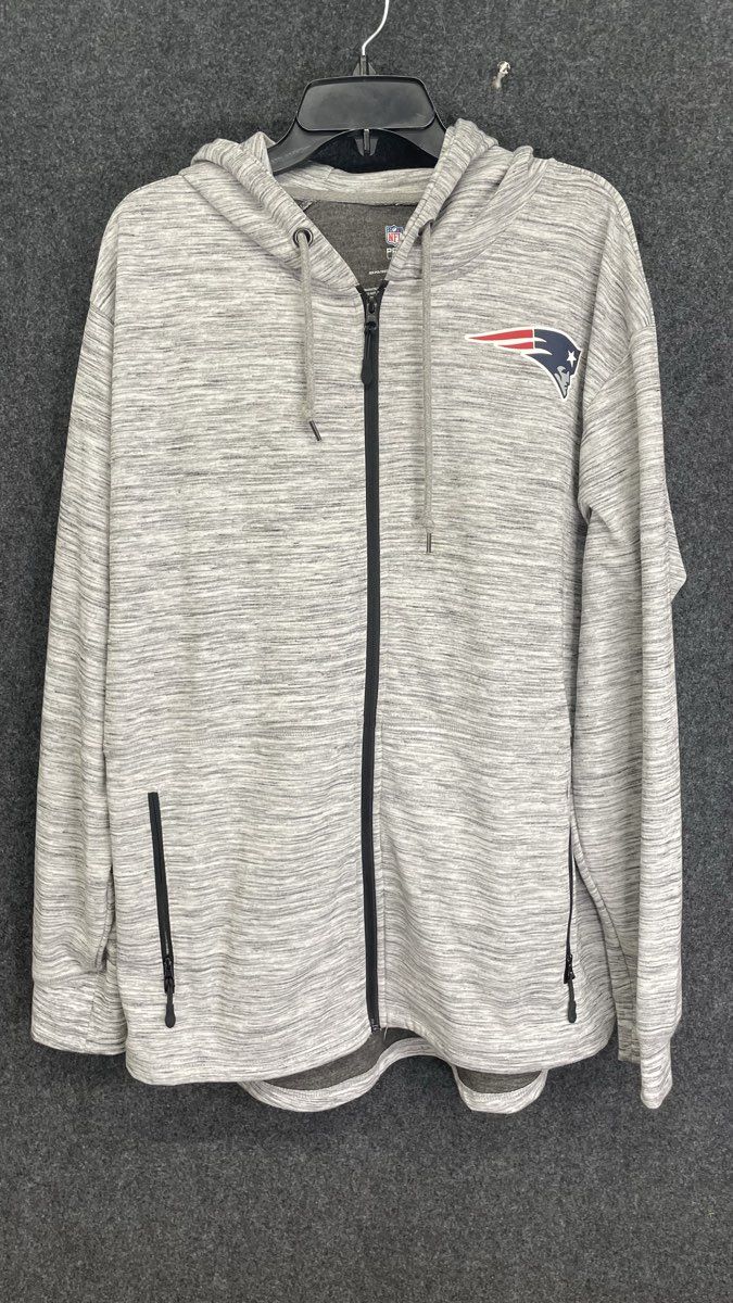 NFL Pro Line Men's New England Patriots Gray Space Dye Full Zip Hoodie XL