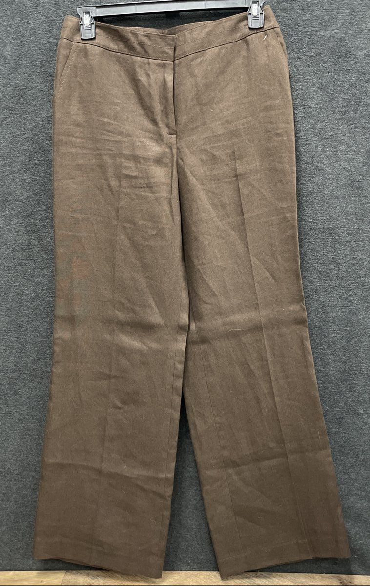 Talbots Women's Brown Pure Irish Linen Trousers Dress Pants NWT Size 10