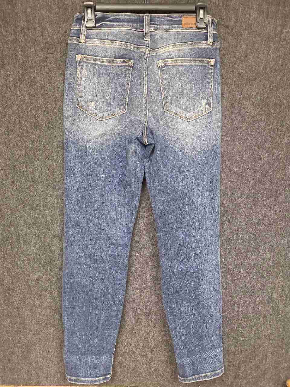 Judy Blue Women's Boyfriend Fit Jeans Blue Distressed Ripped Stretch Sz 3/26