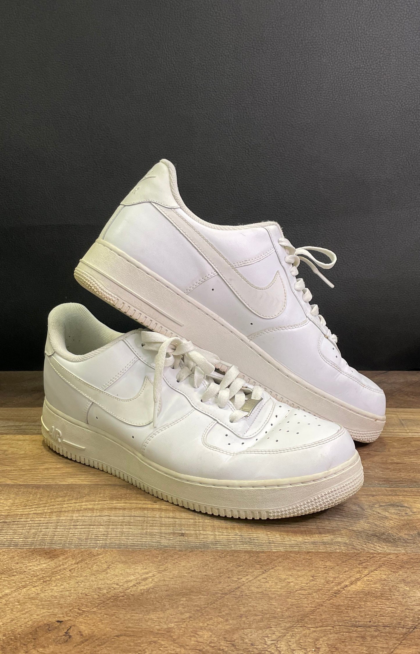Nike Air Force 1 '07 Low Triple White Leather Sneakers Men's Size 13