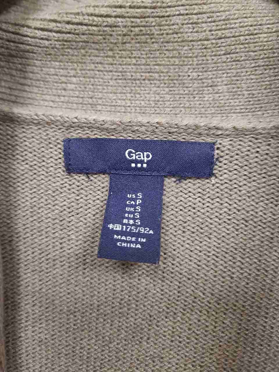 Gap Men's Tan Shawl Collar Cardigan Sweater Cotton Waffle Knit Sz S