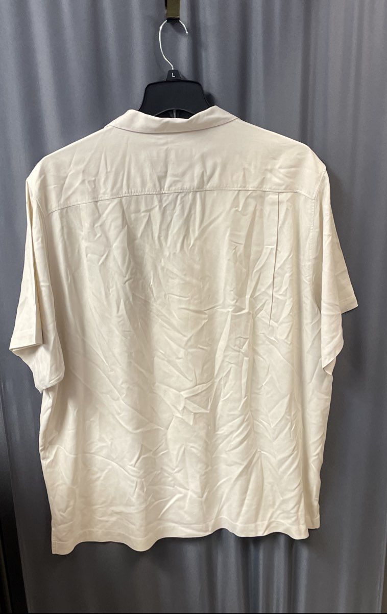 Tommy Bahama Men's Cream Short Sleeve 100% Silk Chevron Texture Camp Shirt XXL