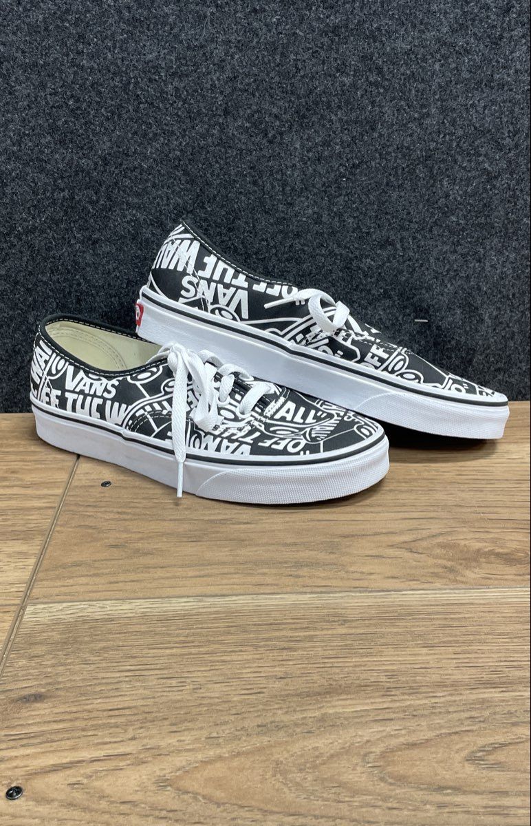 Vans Authentic Off The Wall Logo Black White Sneakers Women's 7.5 Men's 6
